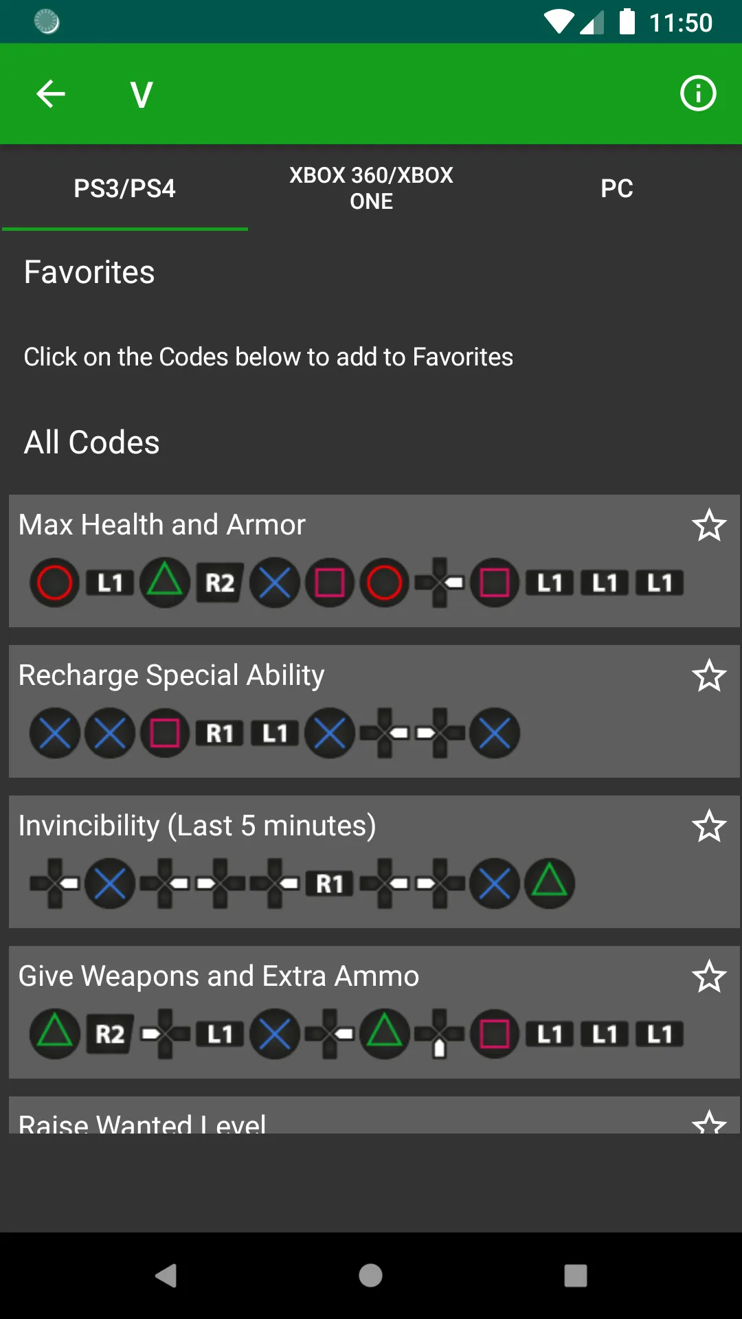 Cheat Codes for Games (Console | Indus Appstore | Screenshot