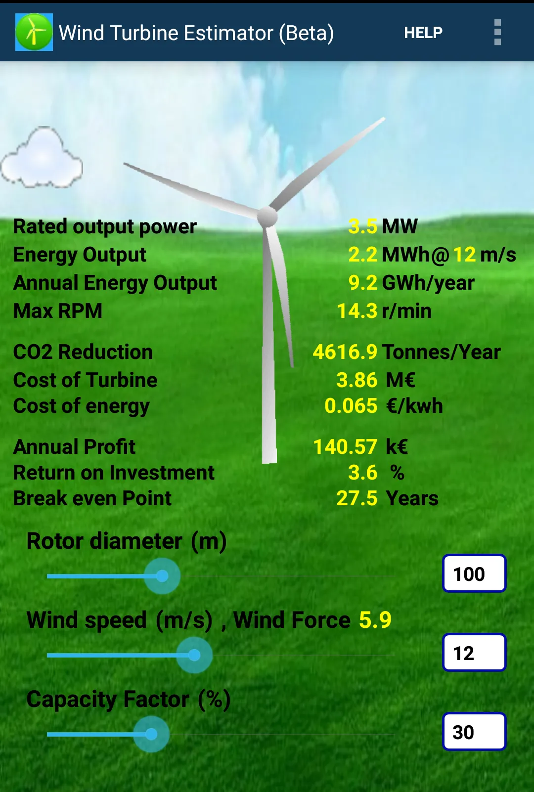 Wind Turbine Estimator beta | Indus Appstore | Screenshot