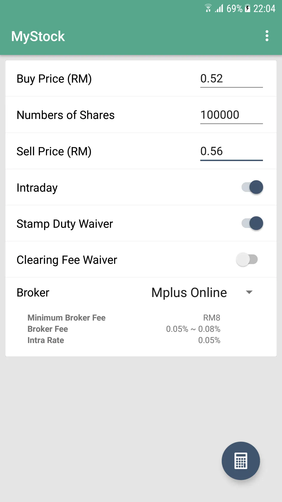 Malaysia Stock Calculator | Indus Appstore | Screenshot