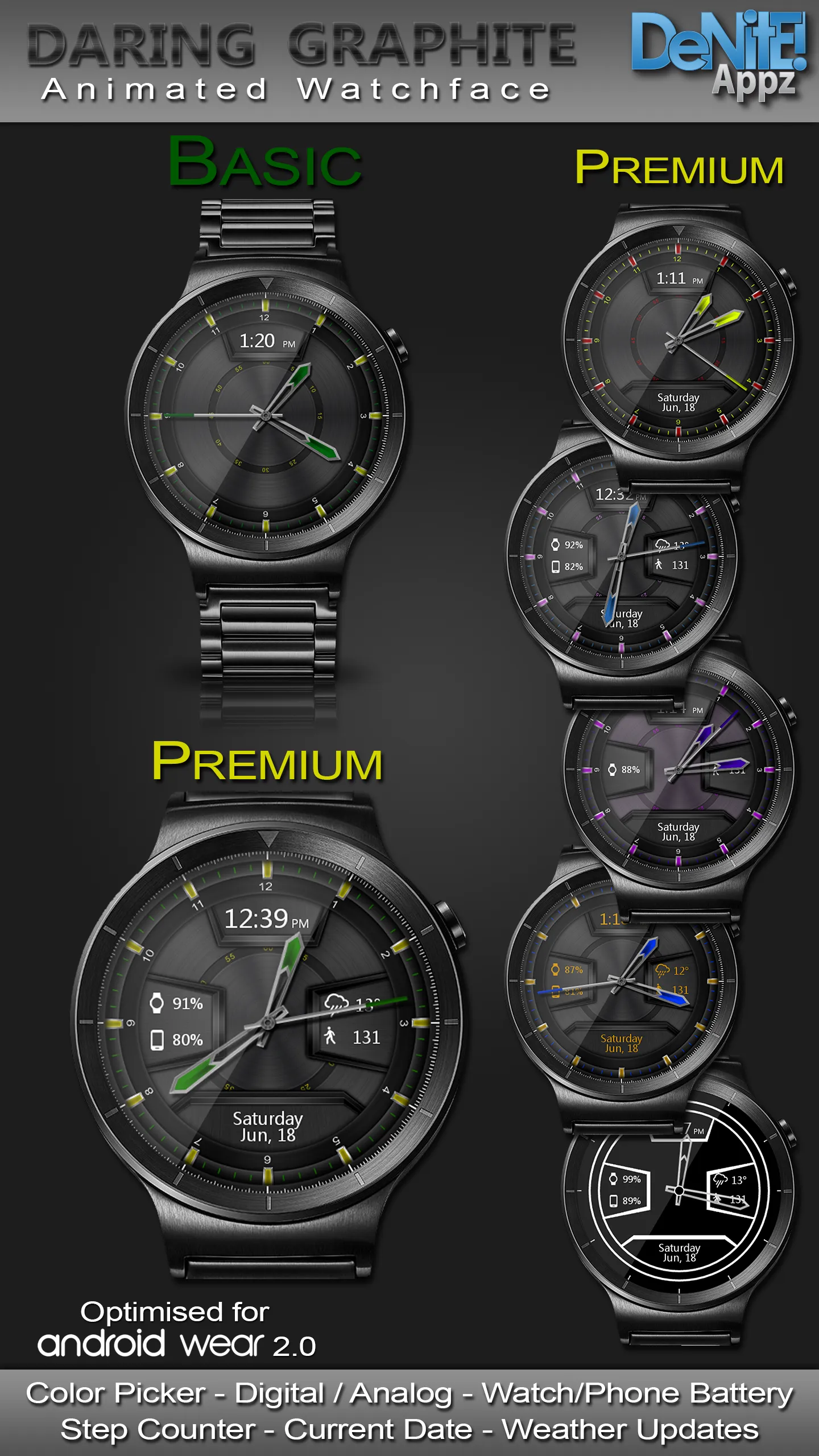 Daring Graphite HD Watch Face | Indus Appstore | Screenshot