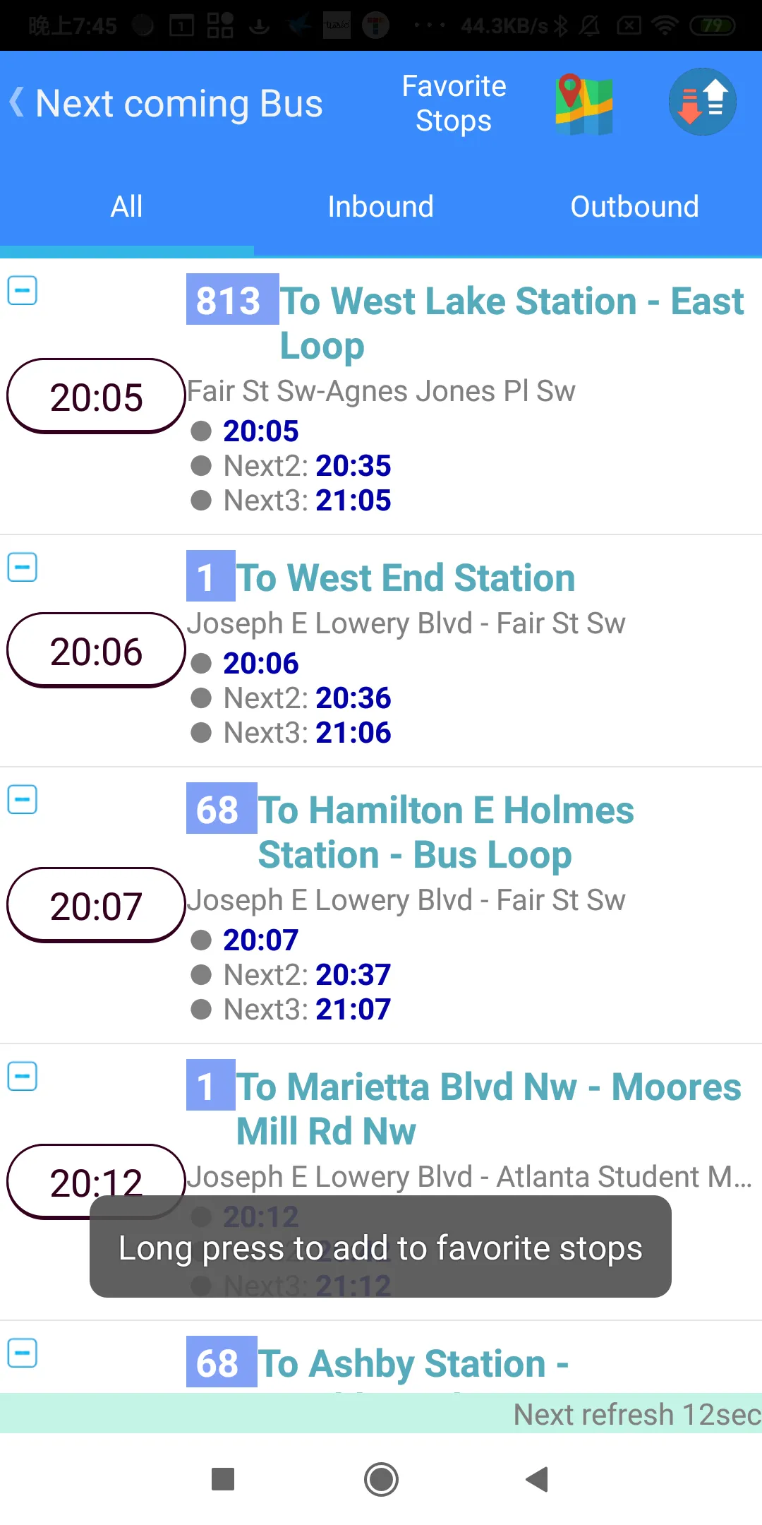 Atlanta Bus Timetable | Indus Appstore | Screenshot