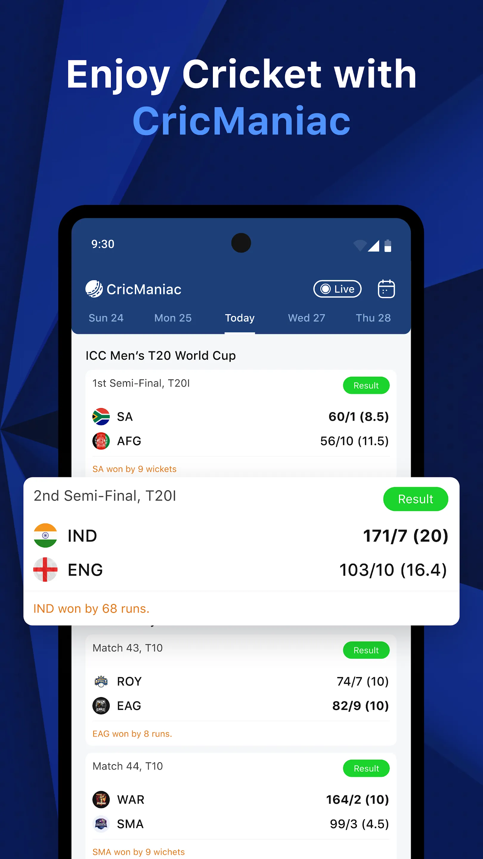 CricManiac: Live Cricket Score | Indus Appstore | Screenshot