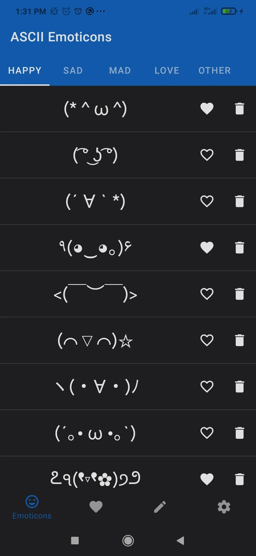 ASCII Emoticons | Indus Appstore | Screenshot