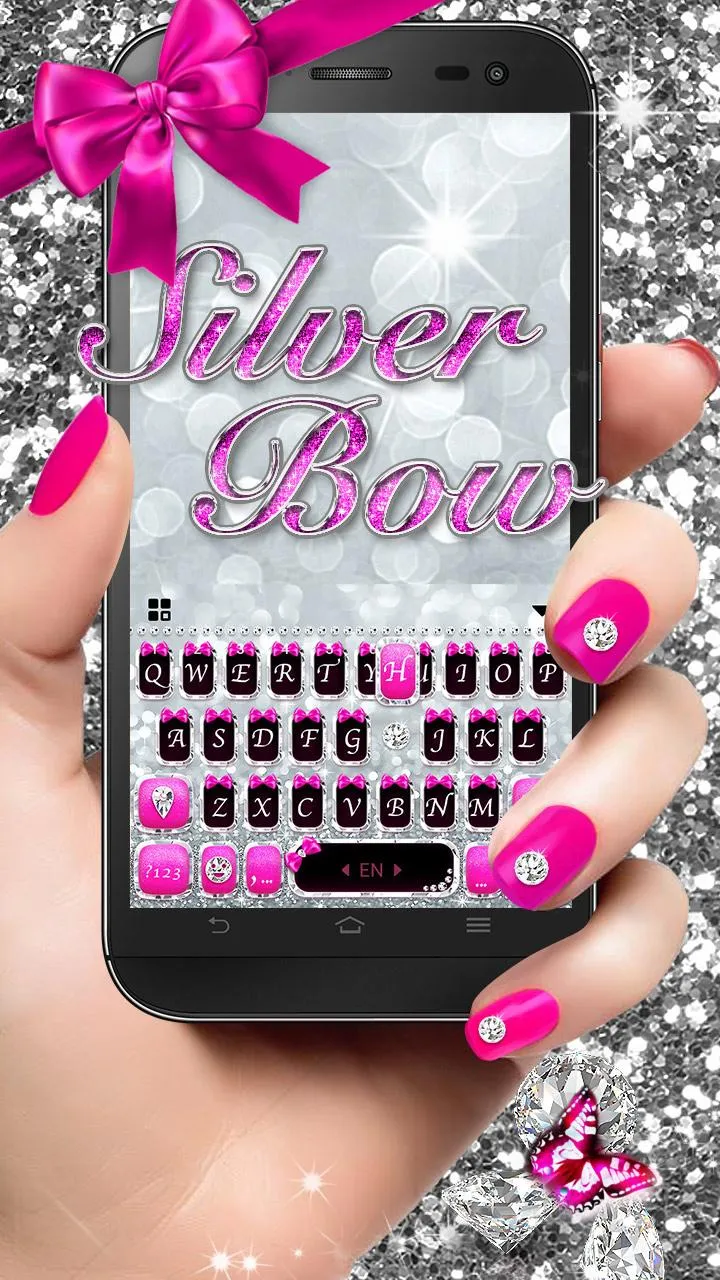 Silver Bowknot Keyboard Theme | Indus Appstore | Screenshot