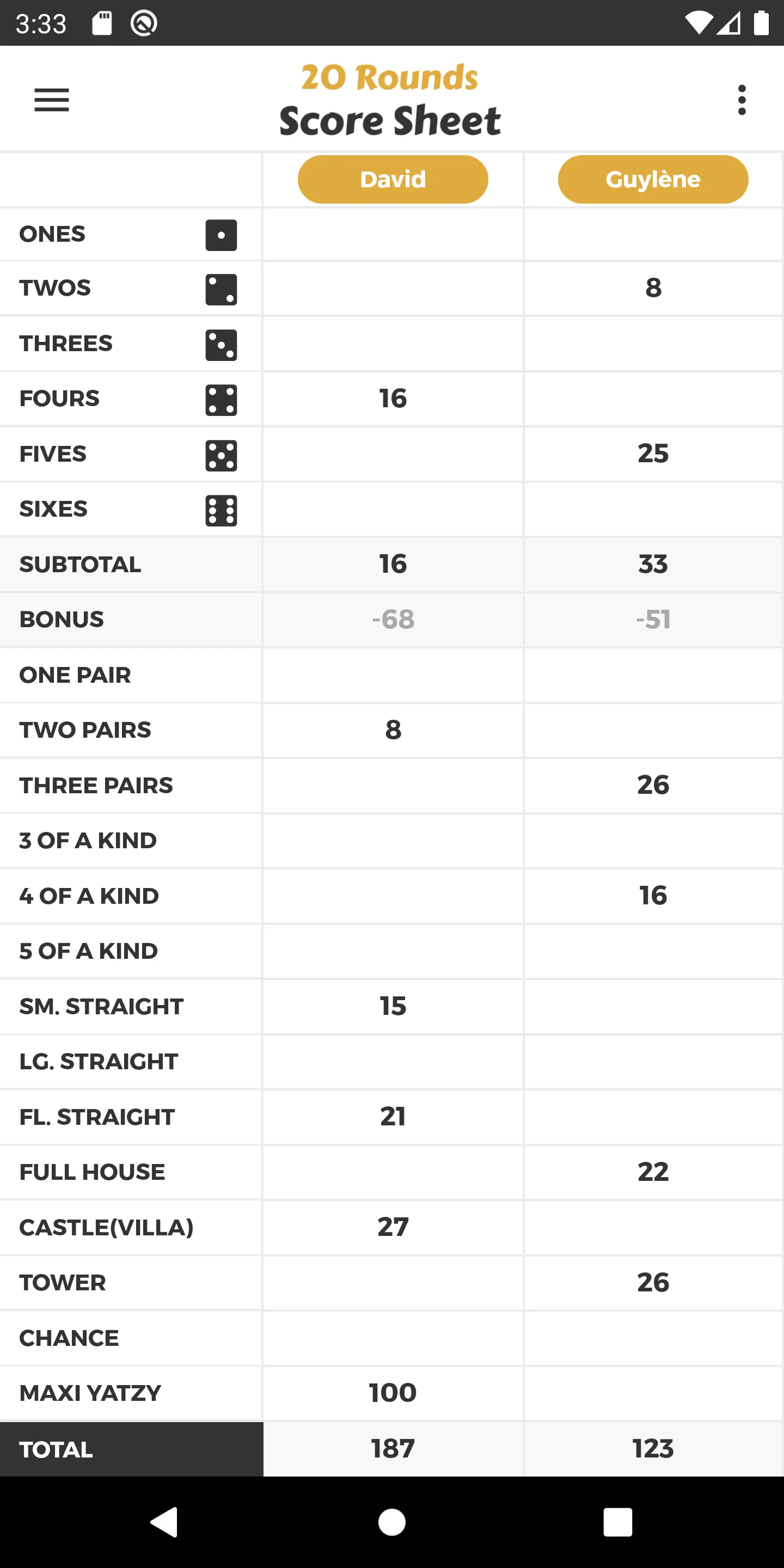 20 Rounds Score Sheet | Indus Appstore | Screenshot