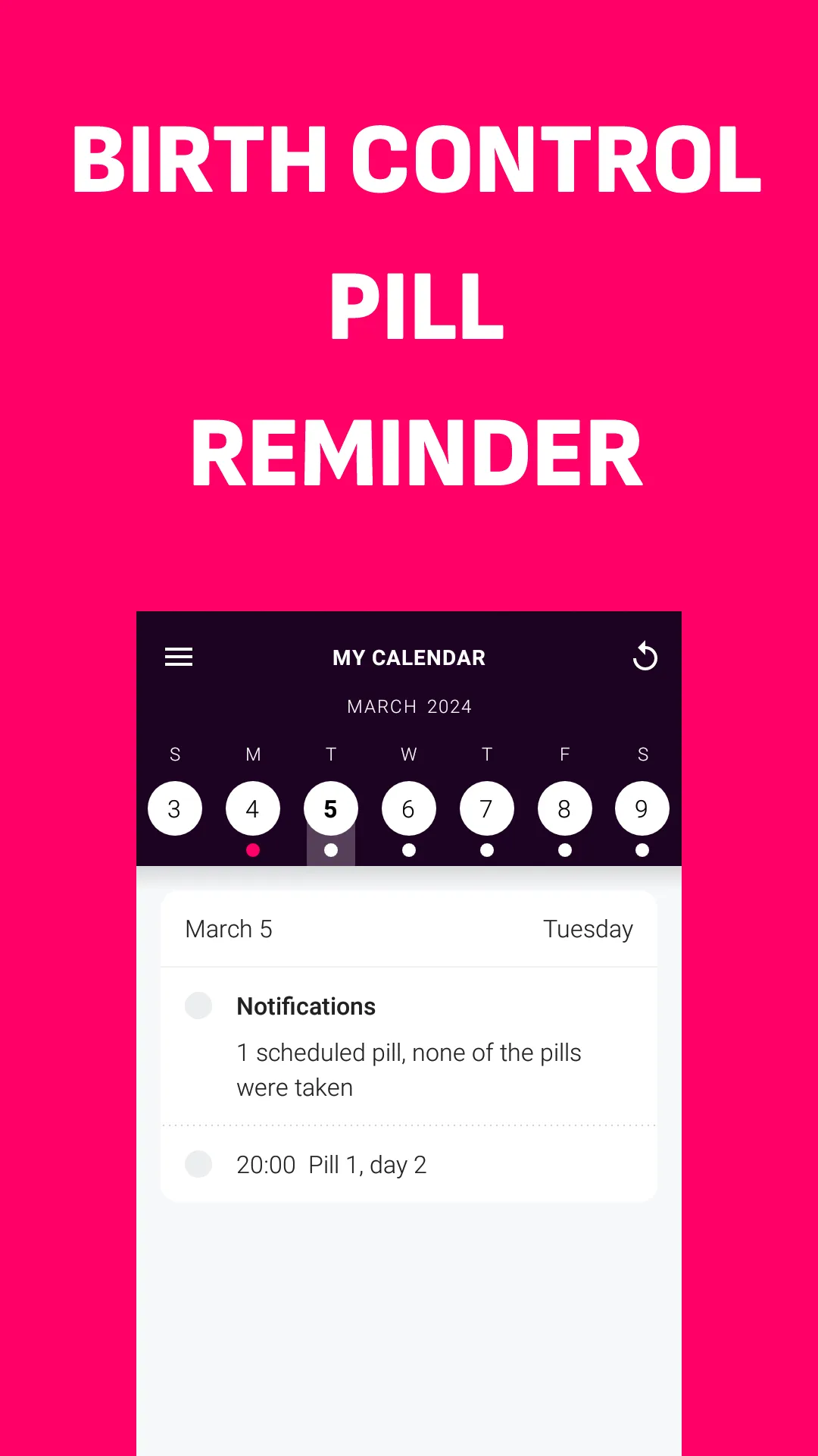 Birth control pill reminder | Indus Appstore | Screenshot