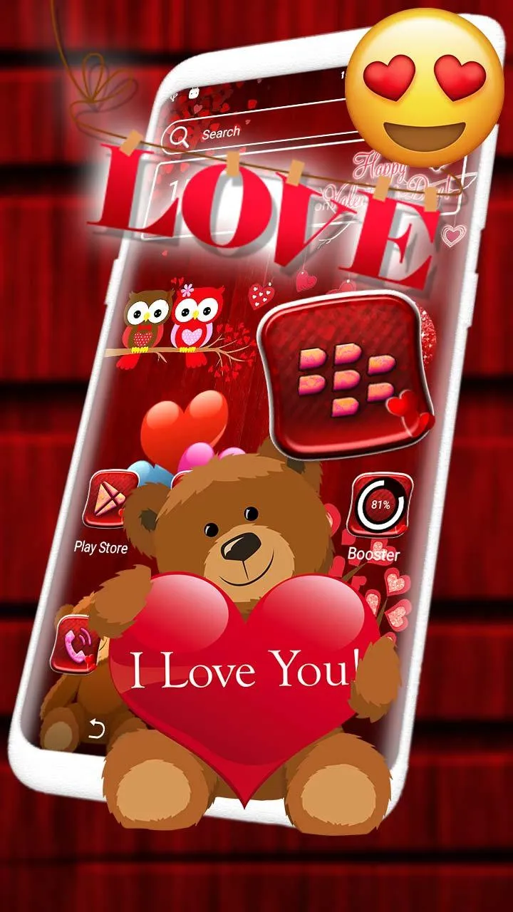 Valentine Red Launcher Theme | Indus Appstore | Screenshot