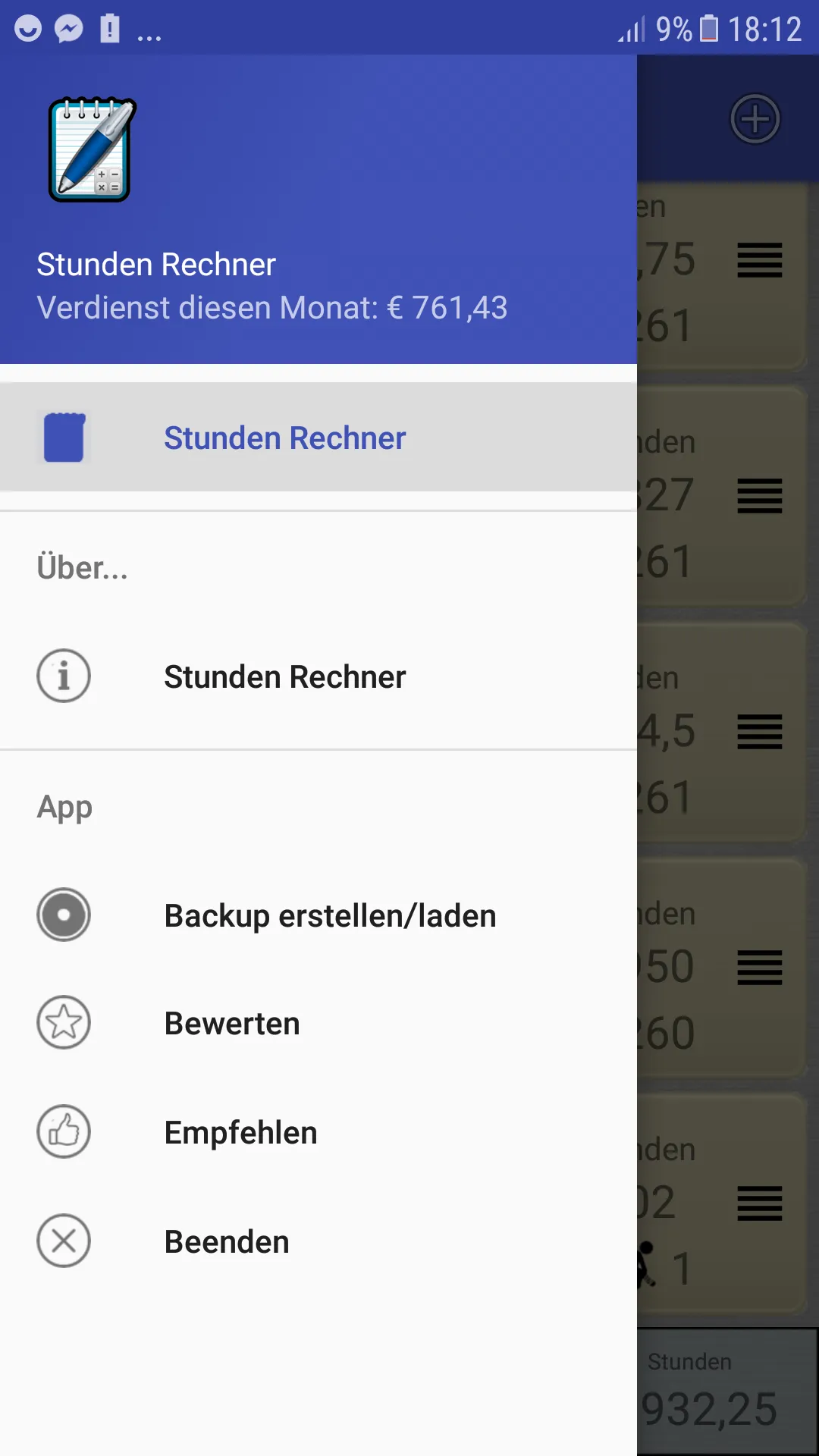 Stundenrechner | Indus Appstore | Screenshot