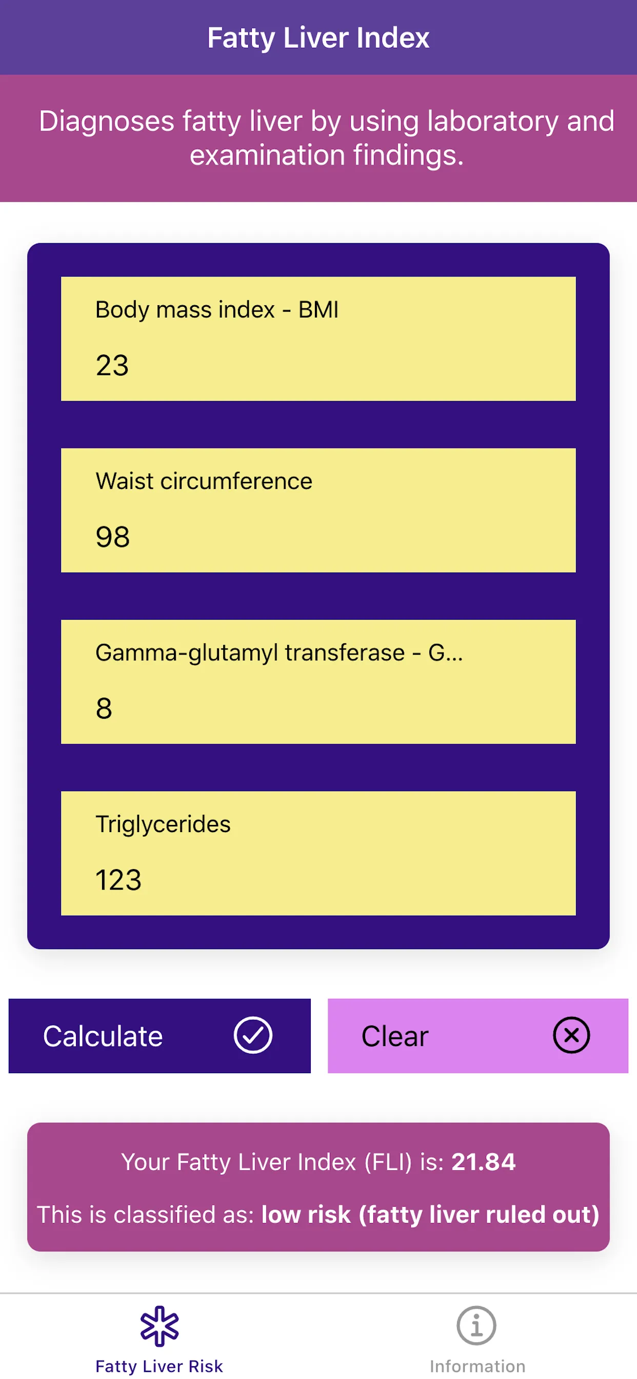 Fatty Liver Risk | Indus Appstore | Screenshot