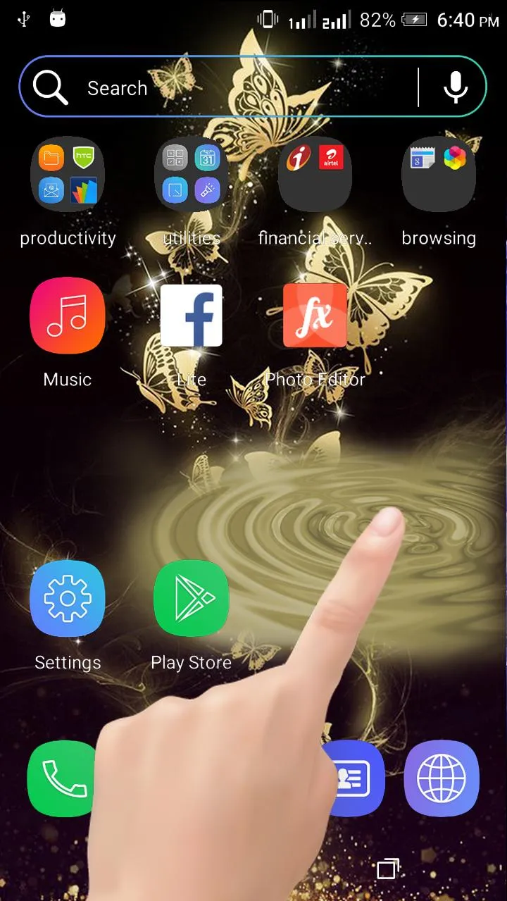 Gold Butterfly Water LWP | Indus Appstore | Screenshot