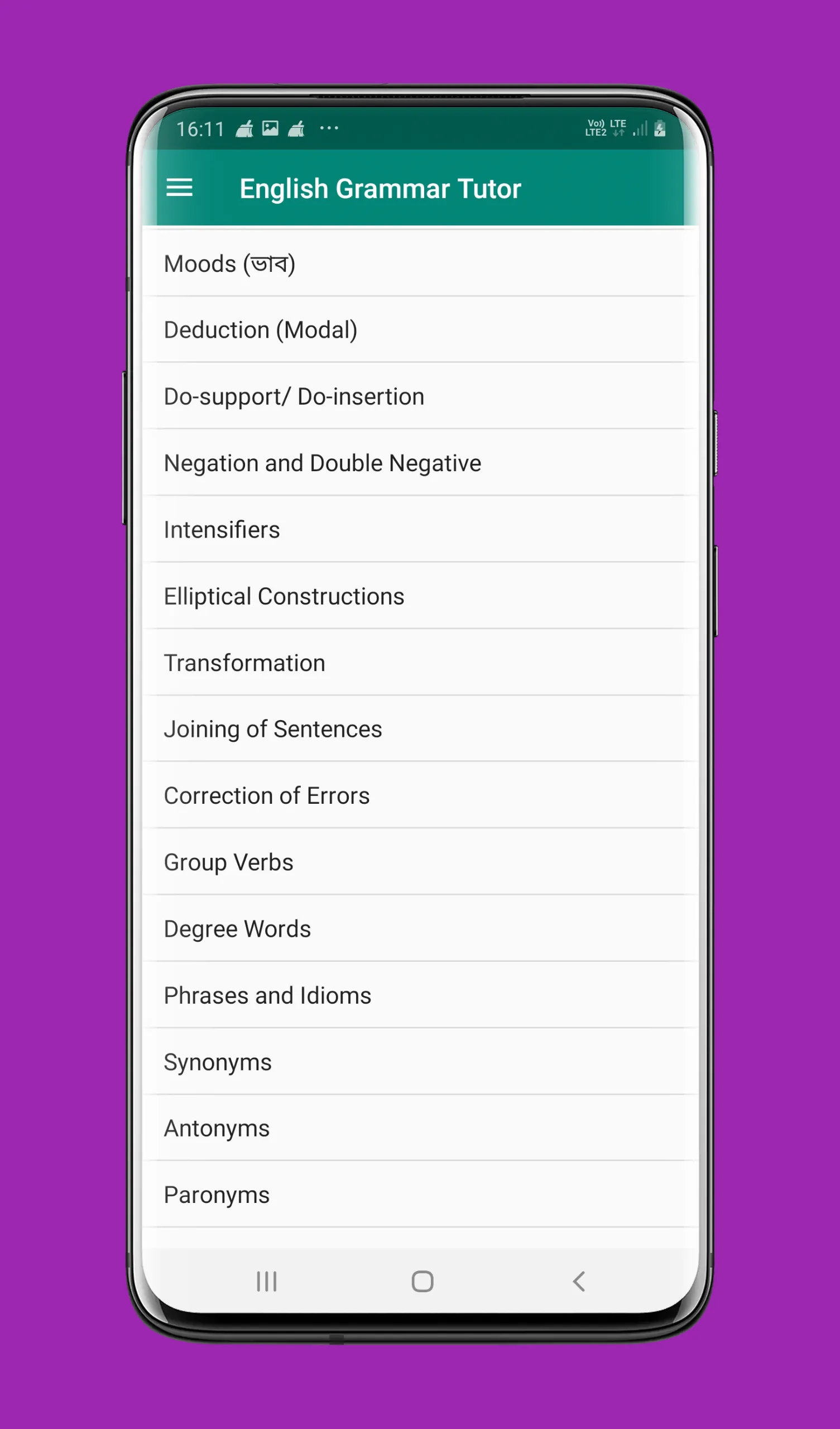 English Grammar Tutor in Benga | Indus Appstore | Screenshot