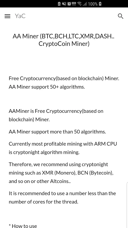 AA Miner(CryptoCoin) Guide | Indus Appstore | Screenshot