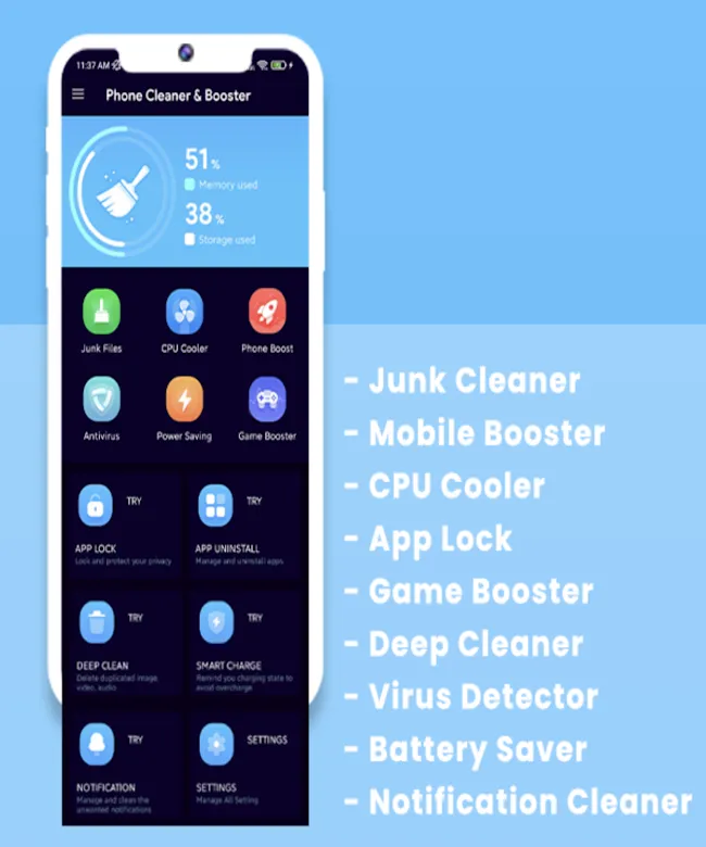 PhoneCleaner,Booster,Antivirus | Indus Appstore | Screenshot