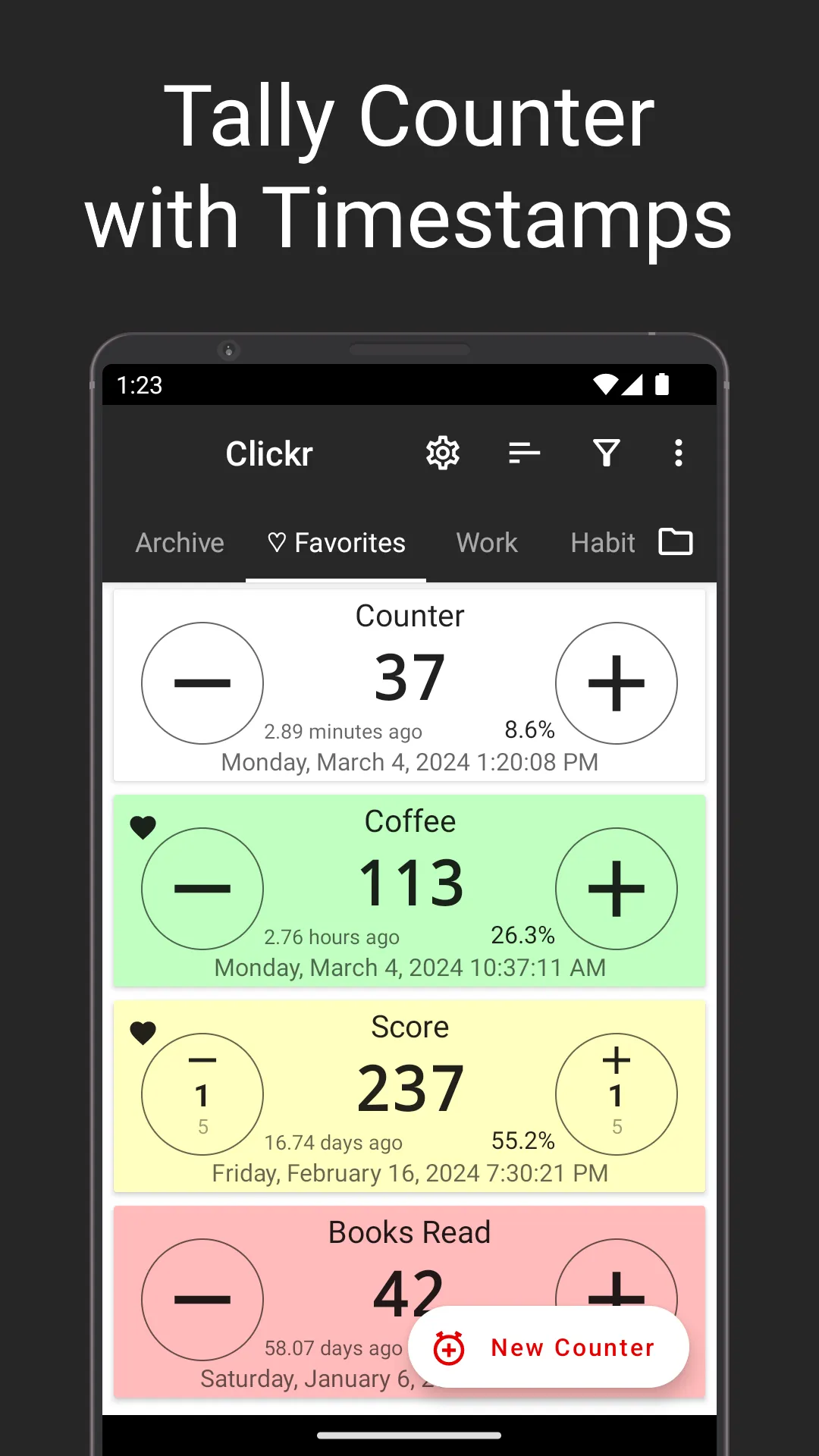 Clickr: Counter with Timestamp | Indus Appstore | Screenshot