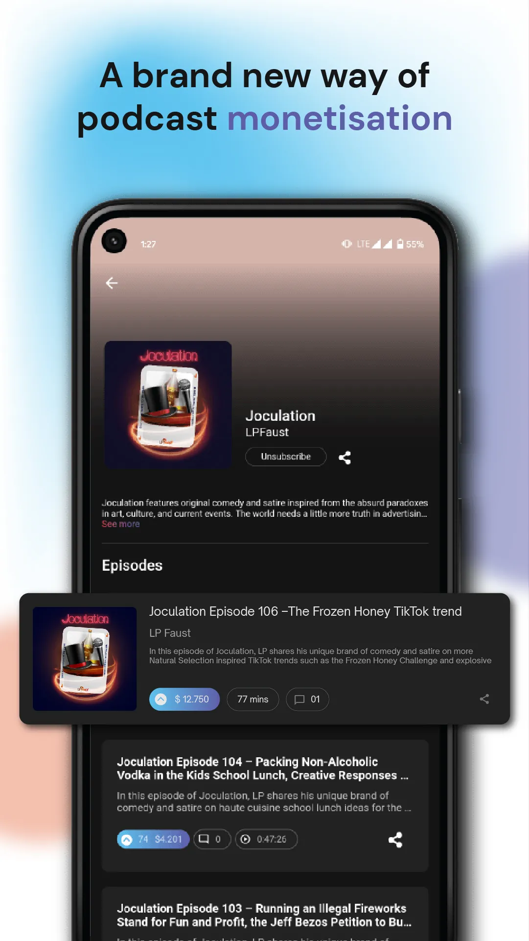 Podcast live monetise : Aureal | Indus Appstore | Screenshot