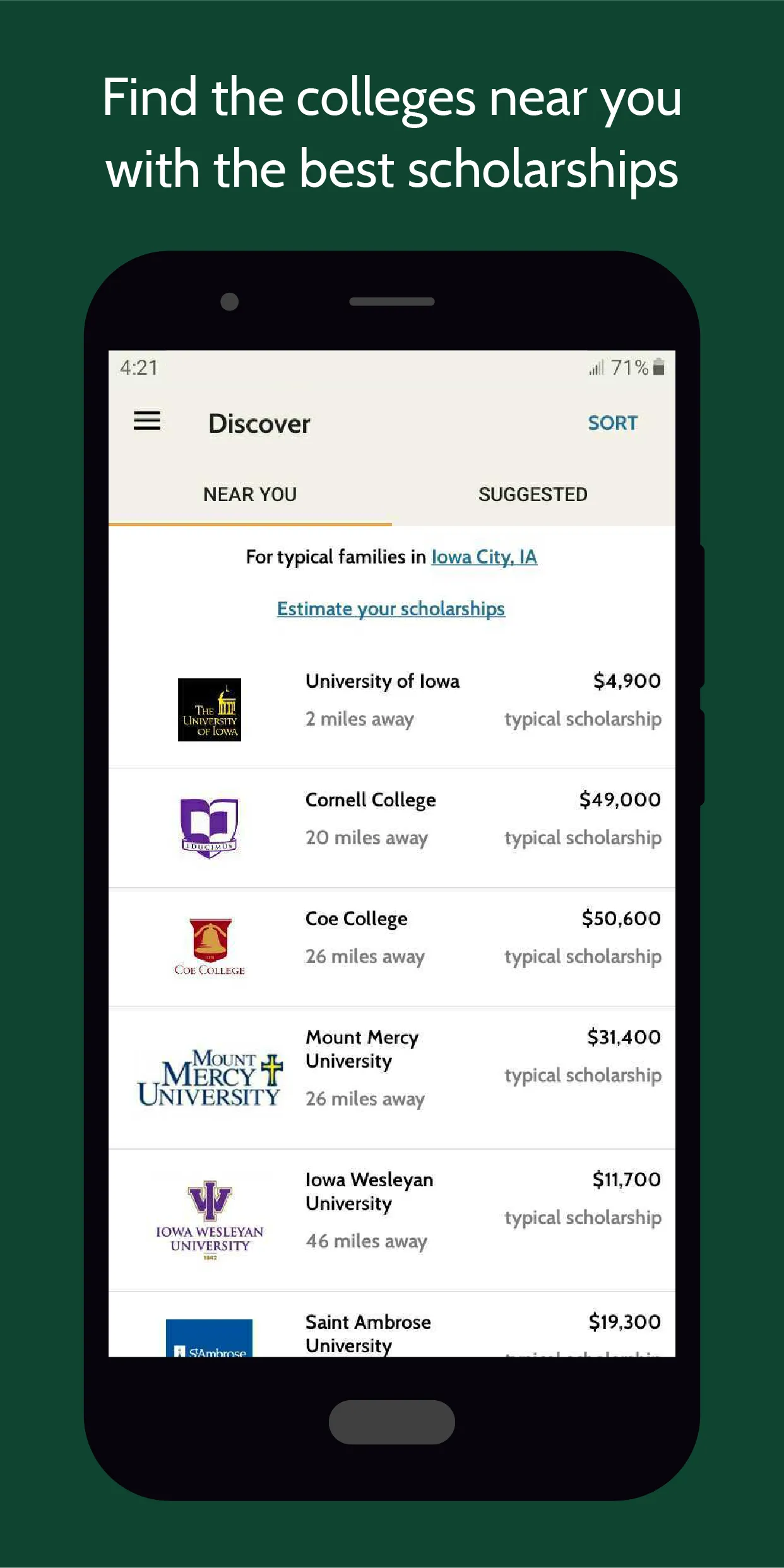 College Scholarship Calculator | Indus Appstore | Screenshot