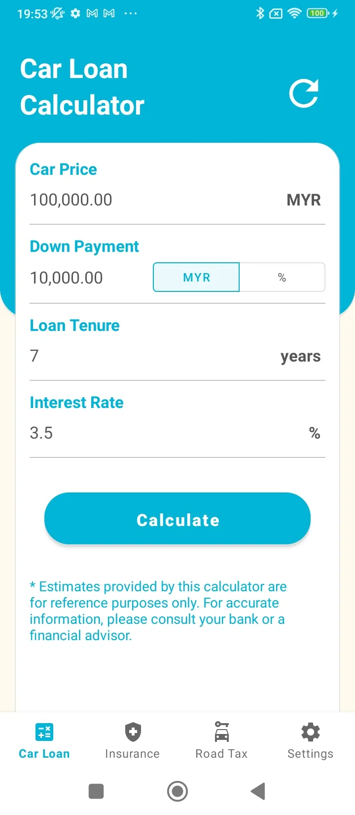 Car Loan Calculator (Malaysia) | Indus Appstore | Screenshot