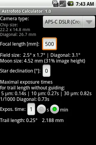 Astrophoto Calculator | Indus Appstore | Screenshot