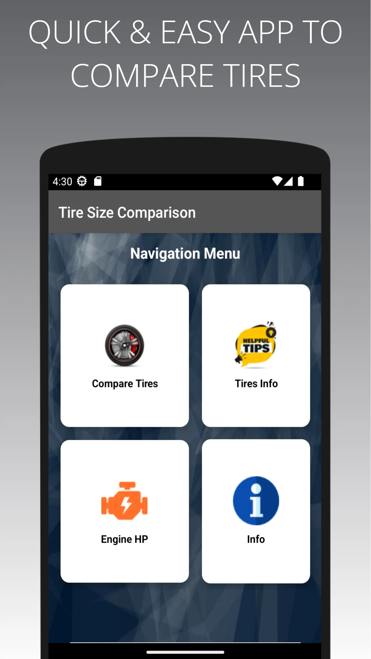 Tire Size Comparison | Indus Appstore | Screenshot