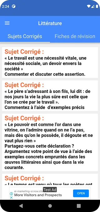 Littérature - Sujets Corrigés | Indus Appstore | Screenshot