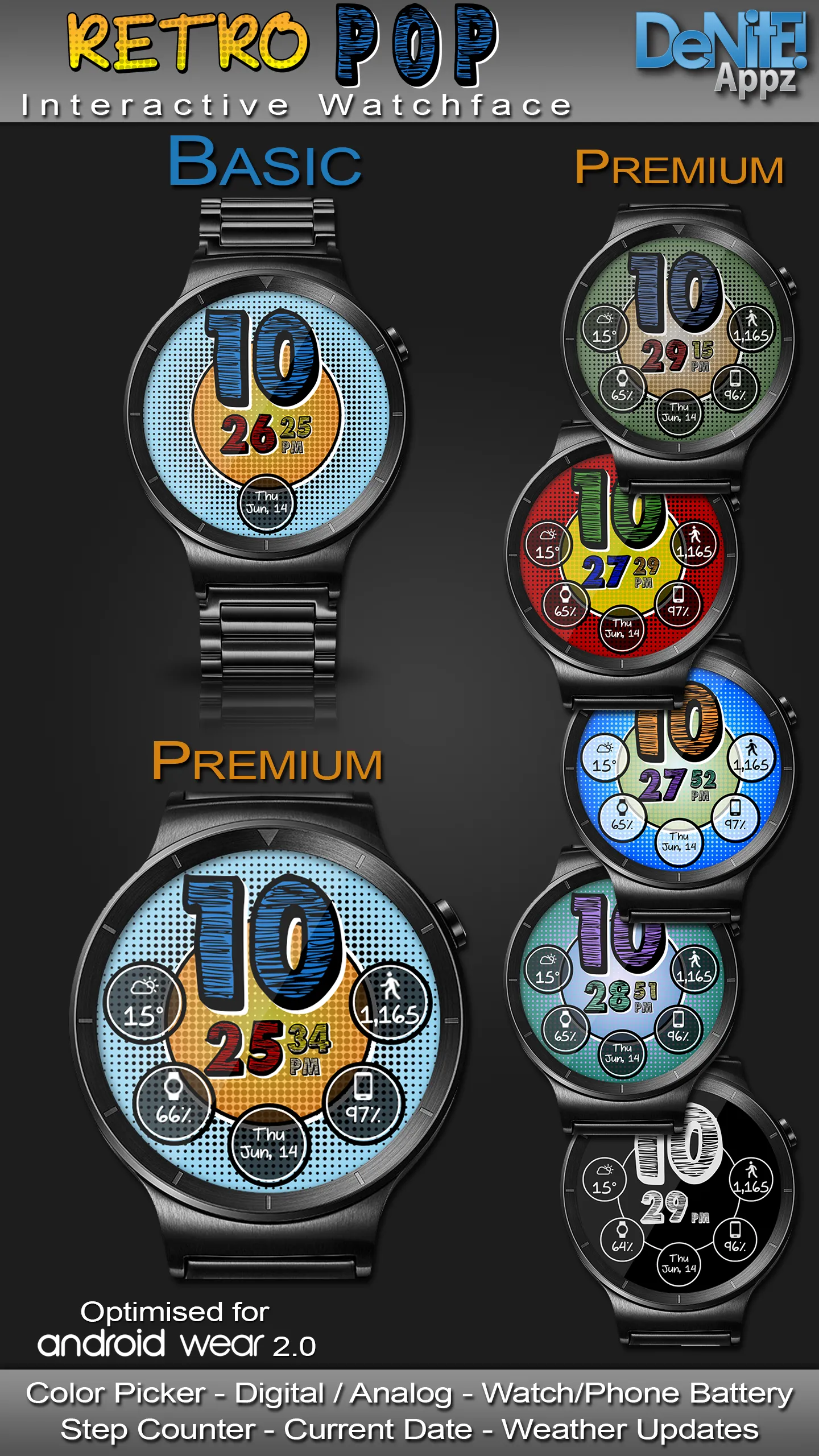 Retro Pop HD Watch Face | Indus Appstore | Screenshot