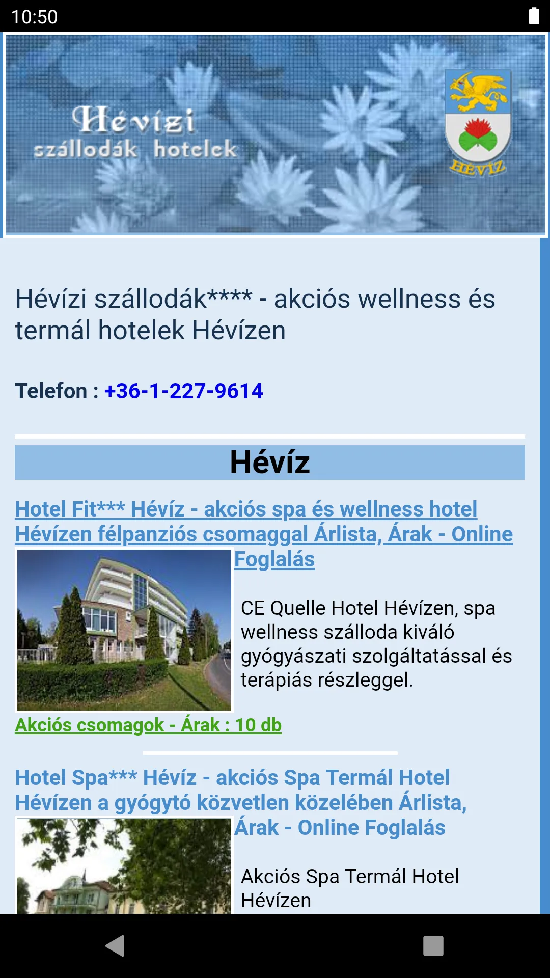 Hévízi szállodák, hotelek, the | Indus Appstore | Screenshot