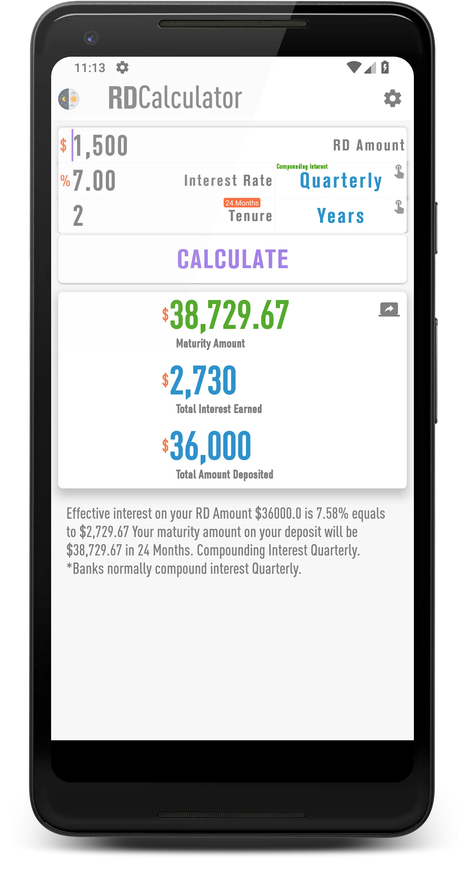 RD Calculator | Indus Appstore | Screenshot