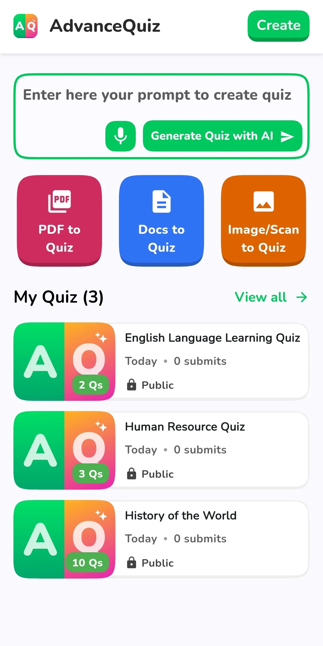 AdvanceQuiz: AI Quiz Creator | Indus Appstore | Screenshot