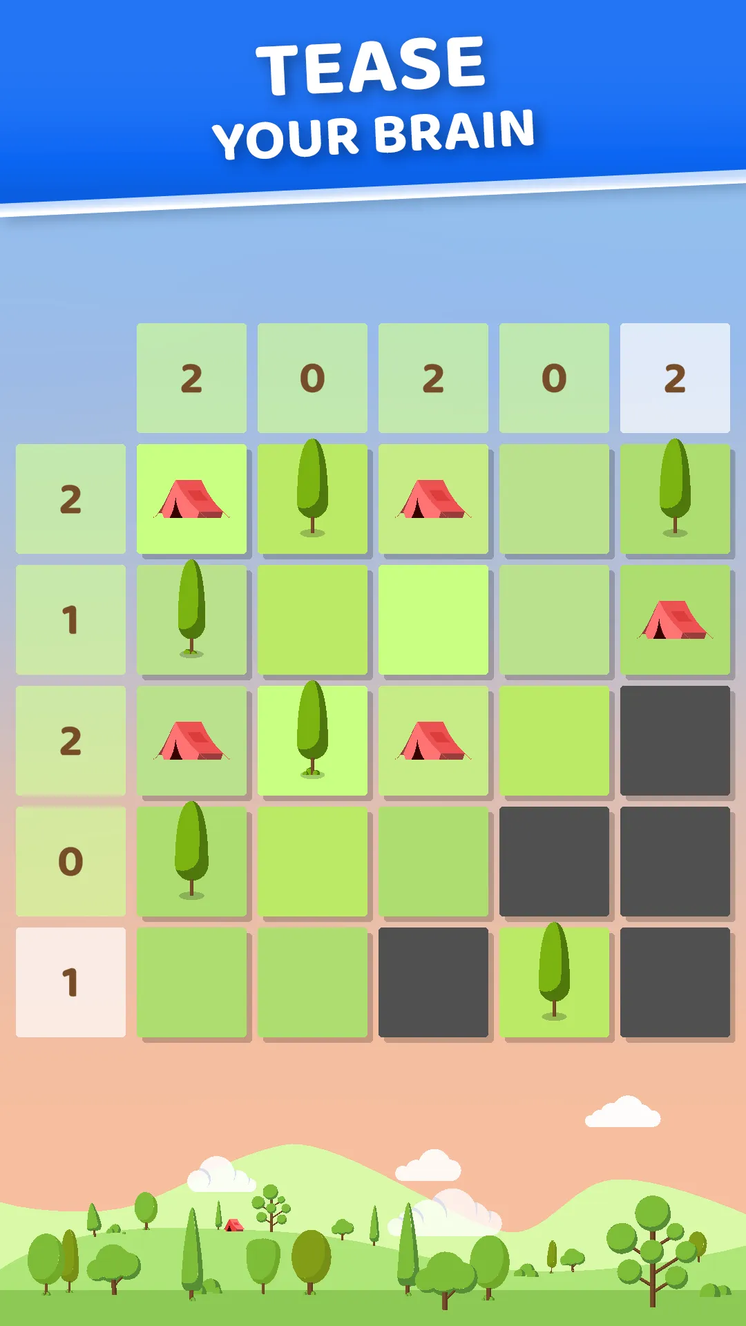 Tents and Trees: Puzzle game | Indus Appstore | Screenshot