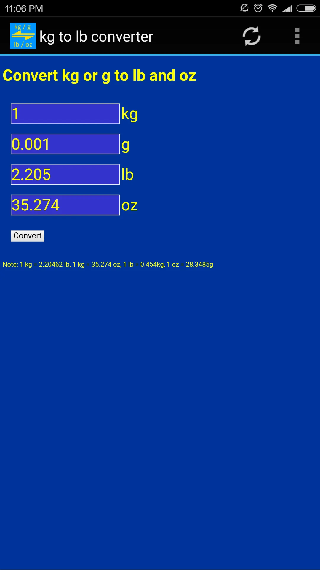 kg / g to lb / Oz weight conve | Indus Appstore | Screenshot