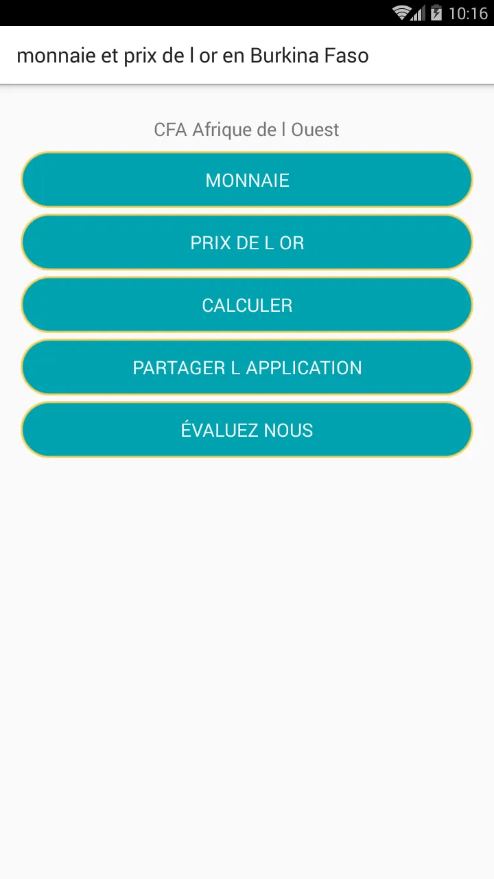 devise et prix de l'or au Burk | Indus Appstore | Screenshot