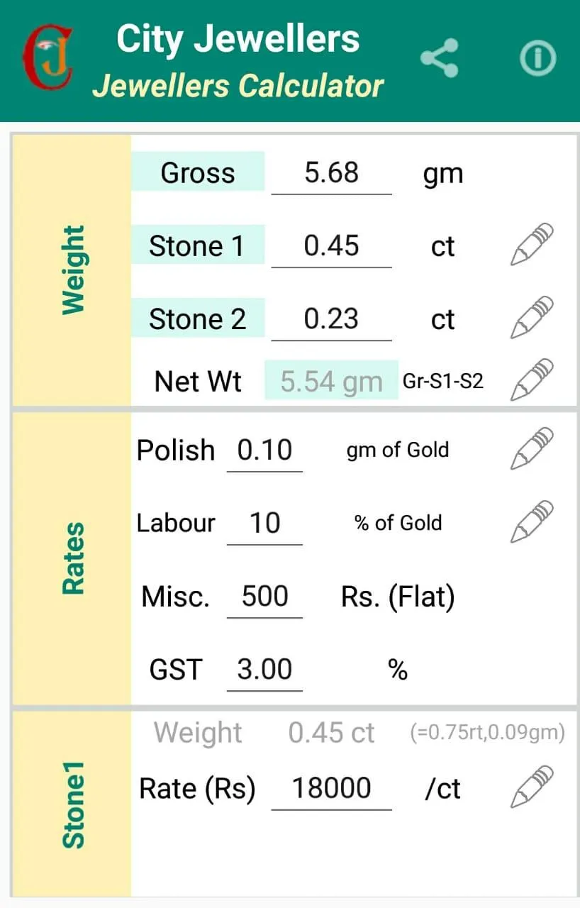 Jewellers Calculator | Indus Appstore | Screenshot