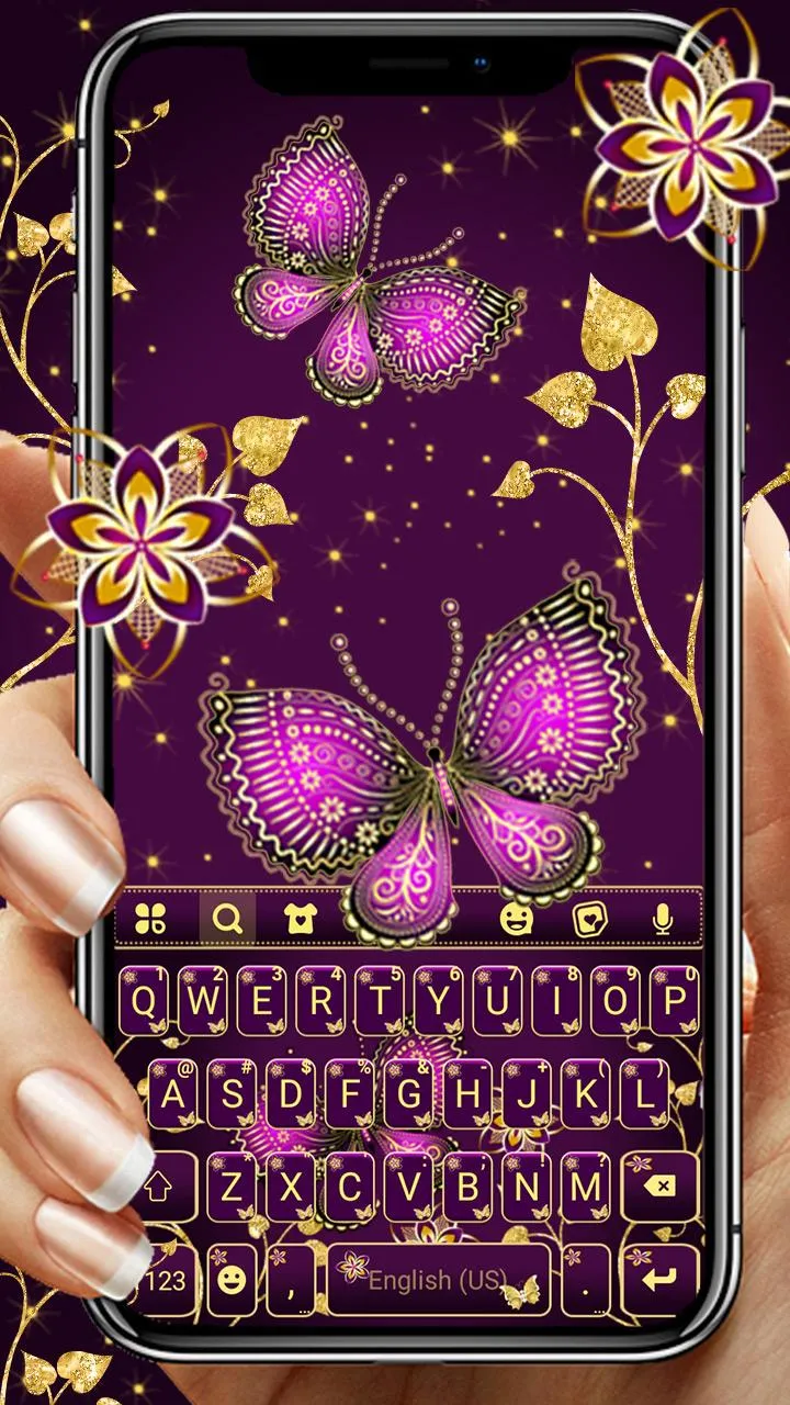 Pink Gold Butterfly Theme | Indus Appstore | Screenshot