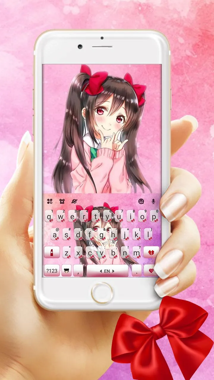 Anime Pink Girl Keyboard Theme | Indus Appstore | Screenshot