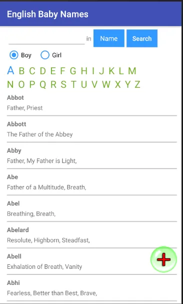 English Baby Names and Meaning | Indus Appstore | Screenshot