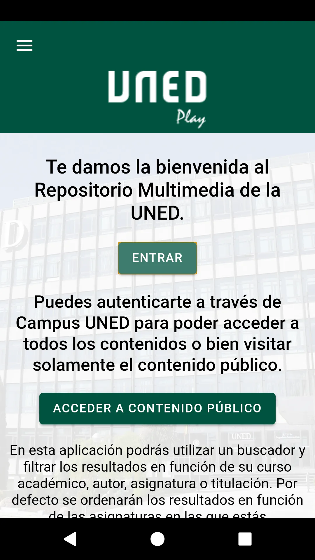 Reproductor multimedia UNED | Indus Appstore | Screenshot