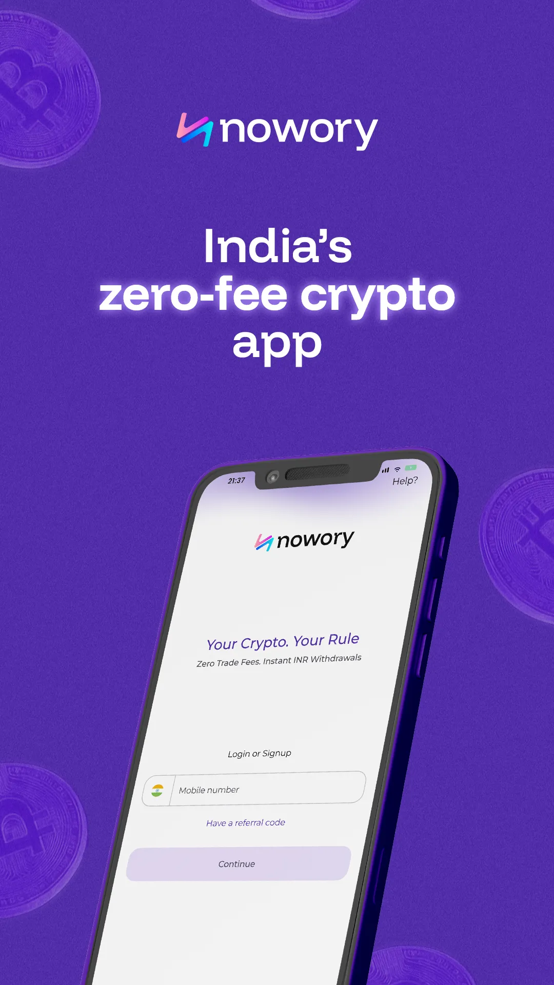 nowory: Buy Bitcoin With 0 Fee | Indus Appstore | Screenshot