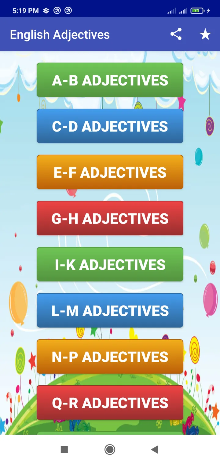 English Adjectives List | Indus Appstore | Screenshot