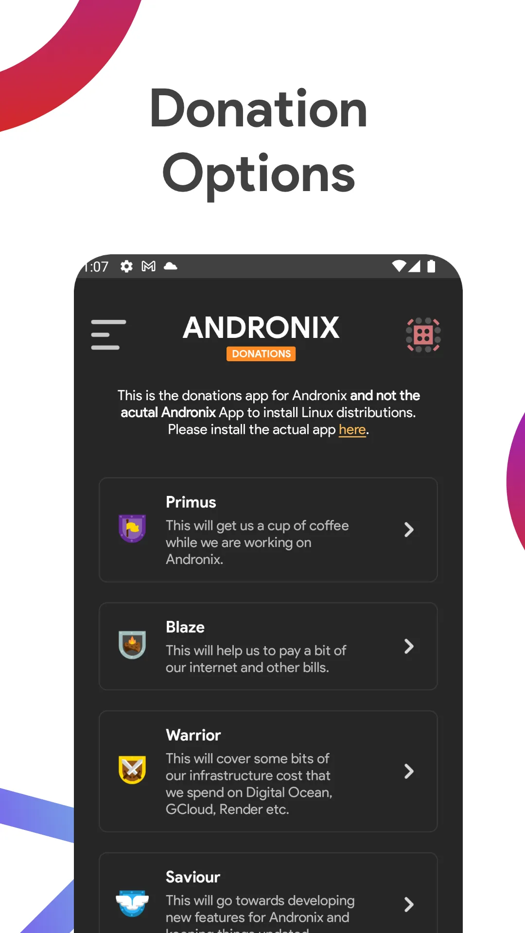 Andronix - Donations | Indus Appstore | Screenshot