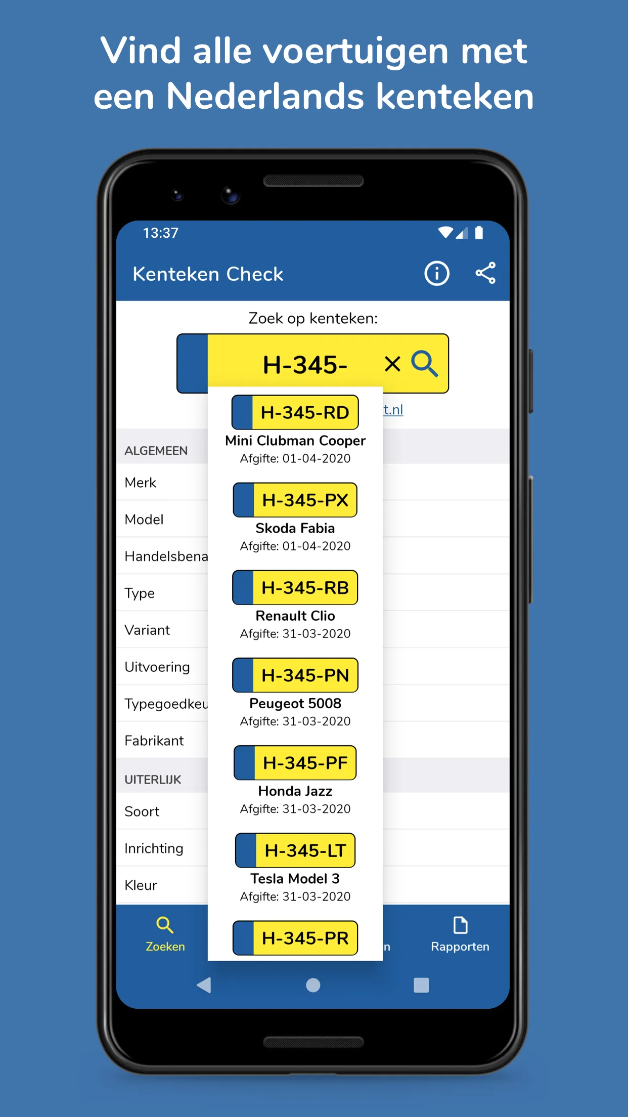 Kenteken Check | Indus Appstore | Screenshot