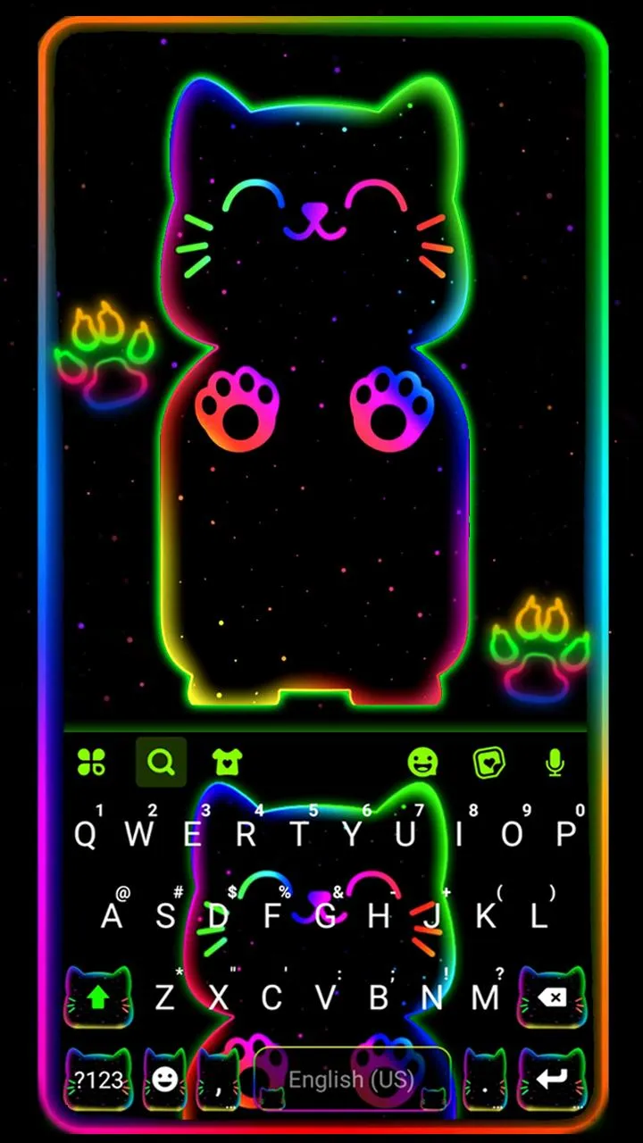 Neon Rainbow Cat Keyboard Them | Indus Appstore | Screenshot