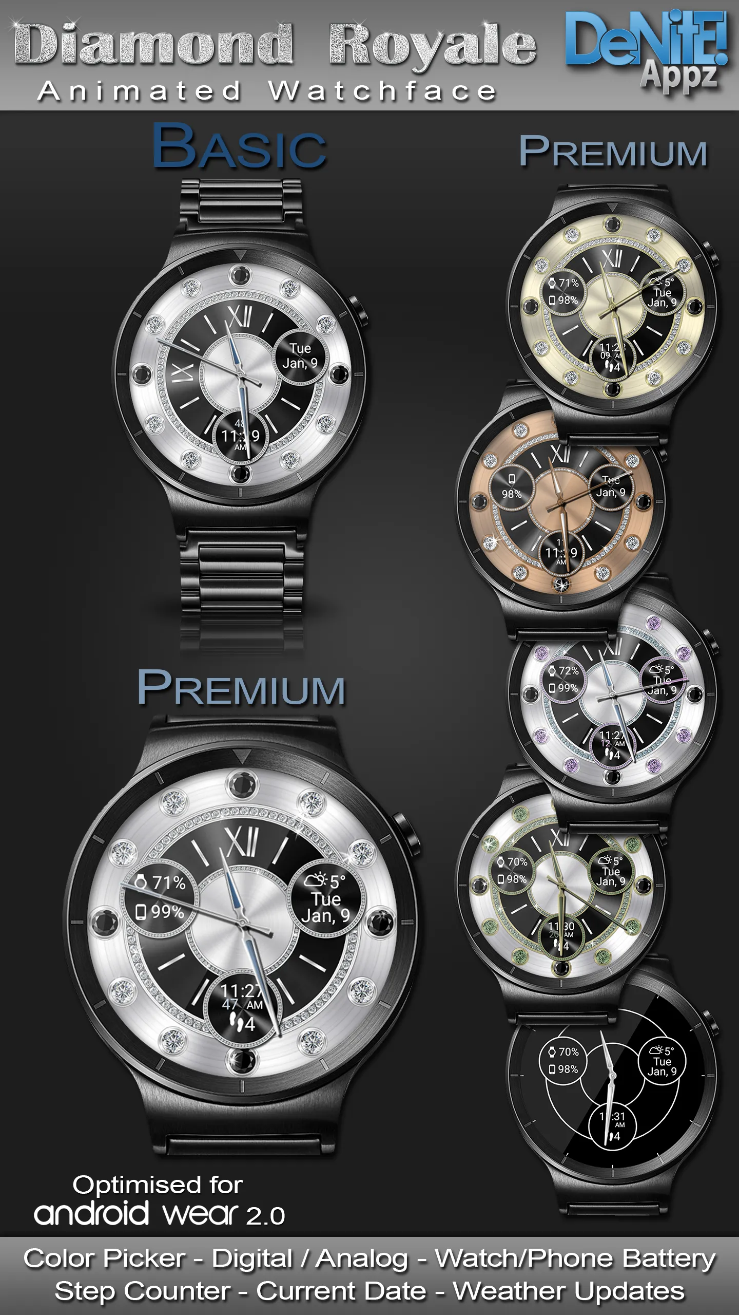 Diamond Royale HD Watch Face | Indus Appstore | Screenshot