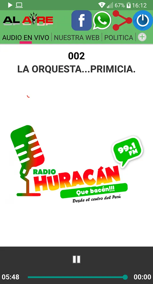 Radio Huracán 101.5FM | Indus Appstore | Screenshot