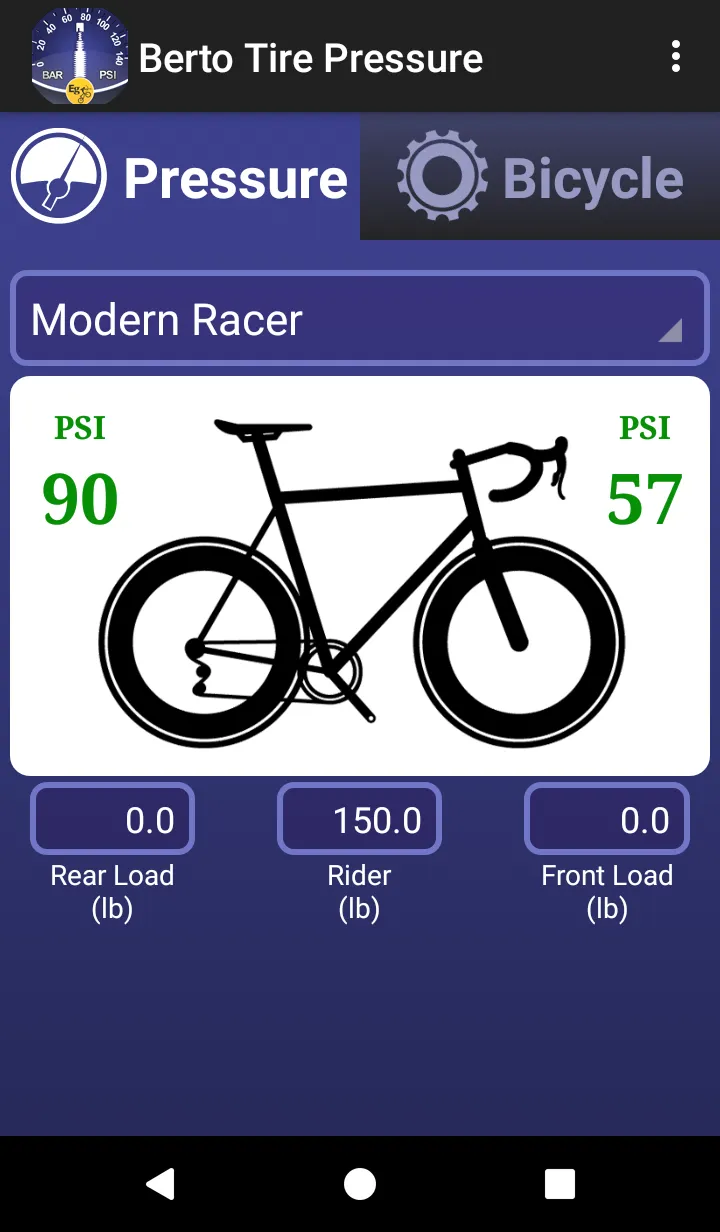 Bicycle Tire Pressure Demo | Indus Appstore | Screenshot