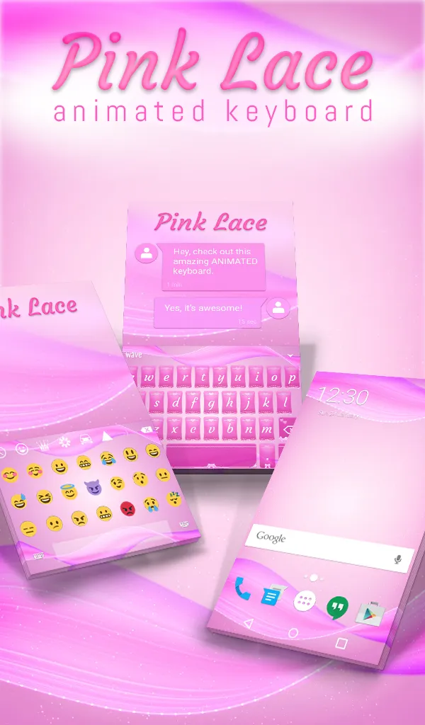 Pink Lace Animated Keyboard | Indus Appstore | Screenshot