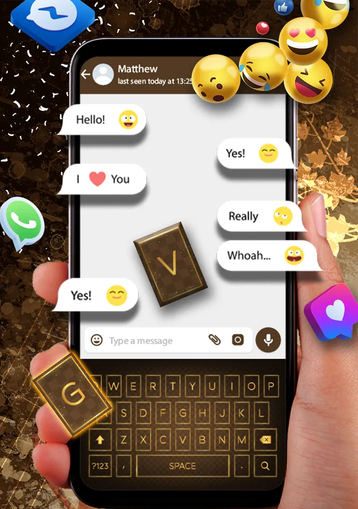 Transparent Golden Keyboard | Indus Appstore | Screenshot