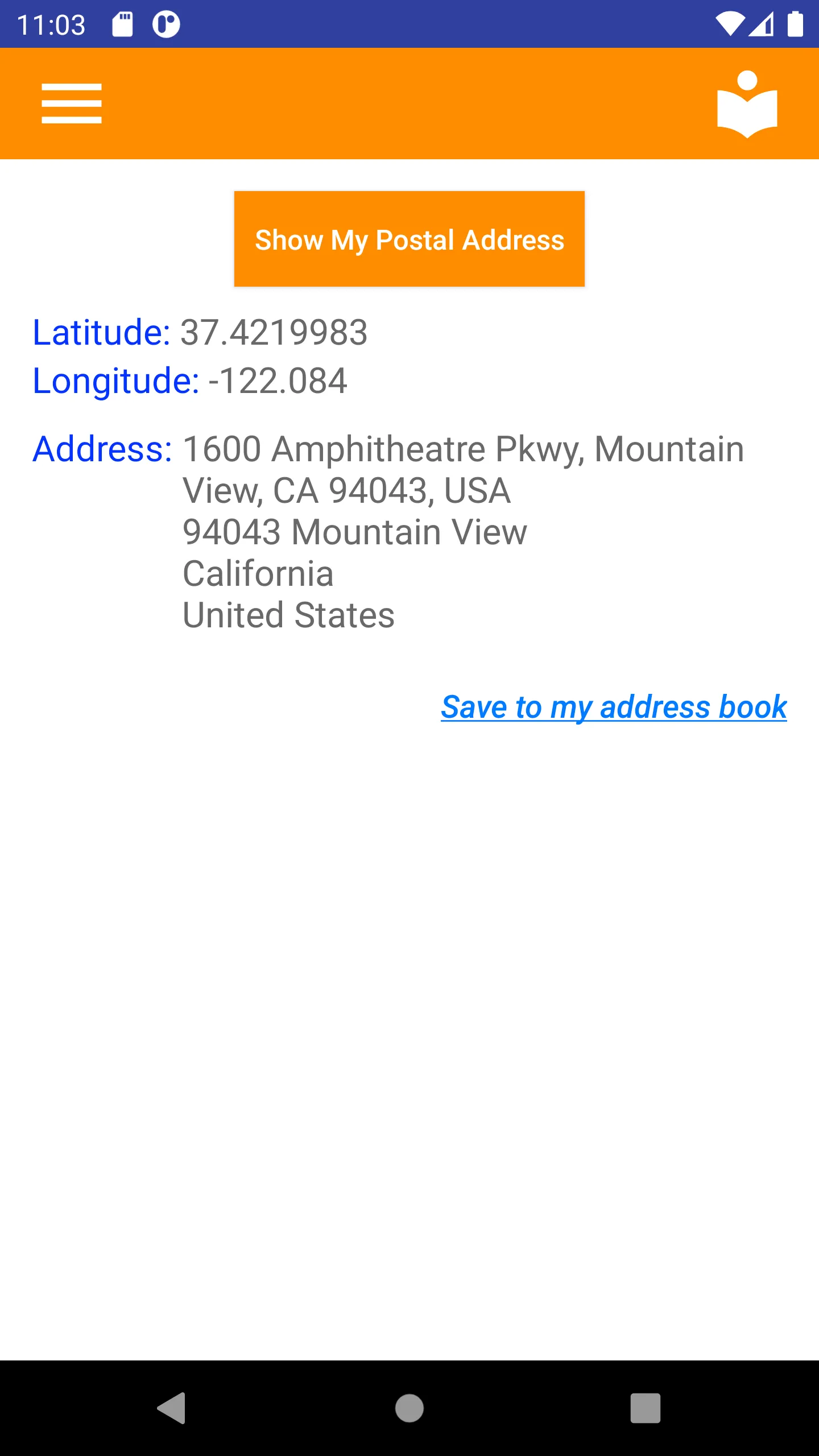 Show My Postal Address | Indus Appstore | Screenshot