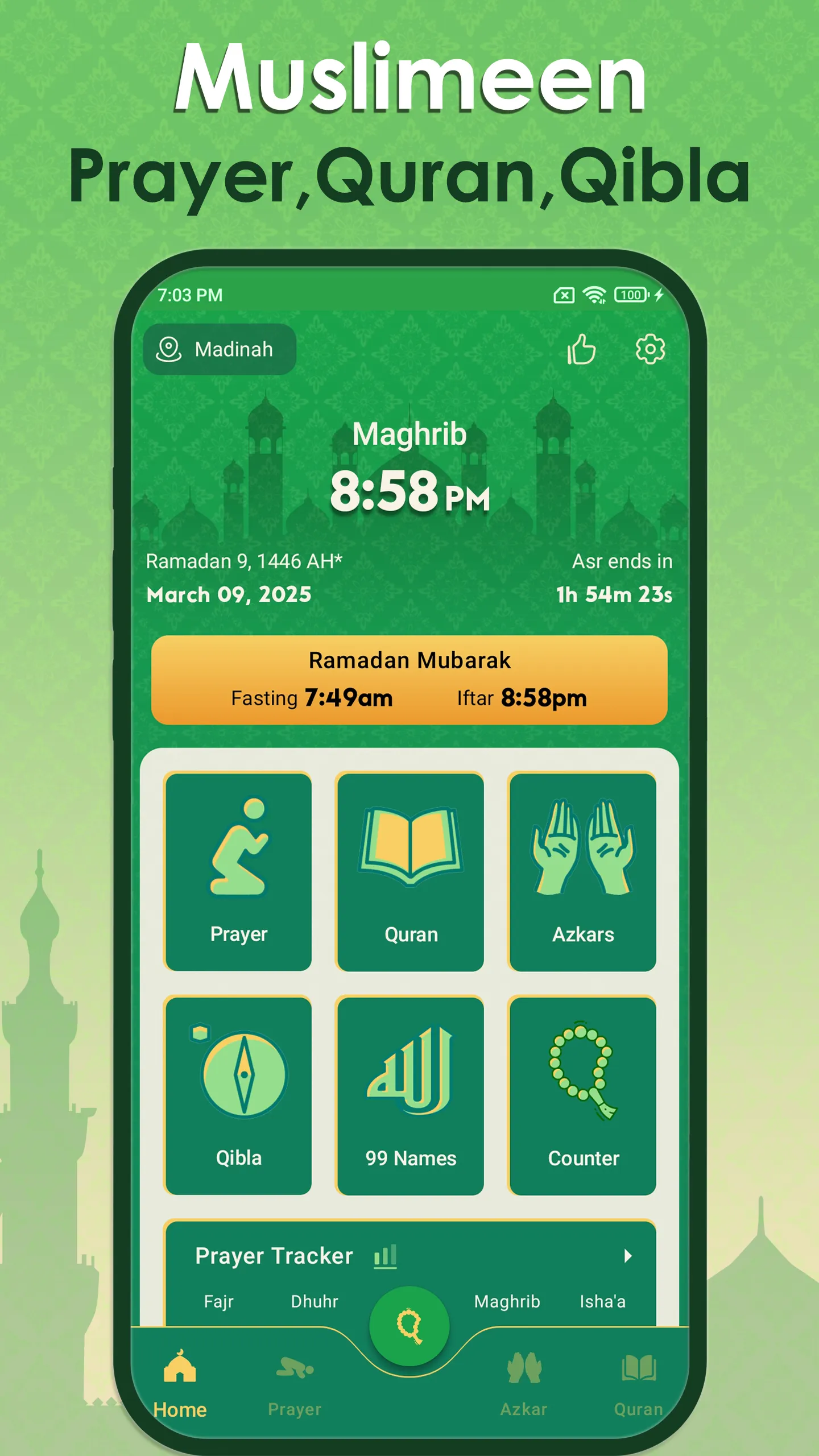 Muslimeen: Prayer Times, Quran | Indus Appstore | Screenshot