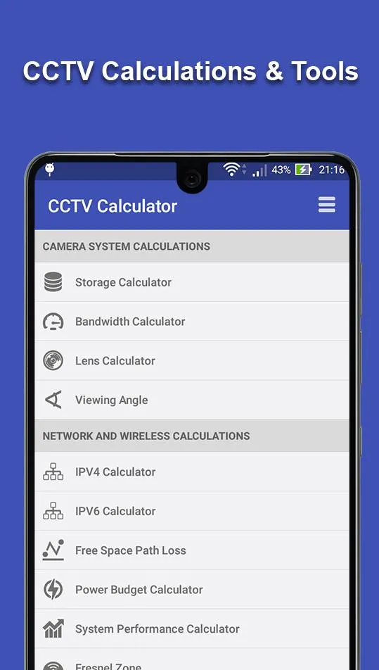 CCTV Calculator and Tools | Indus Appstore | Screenshot