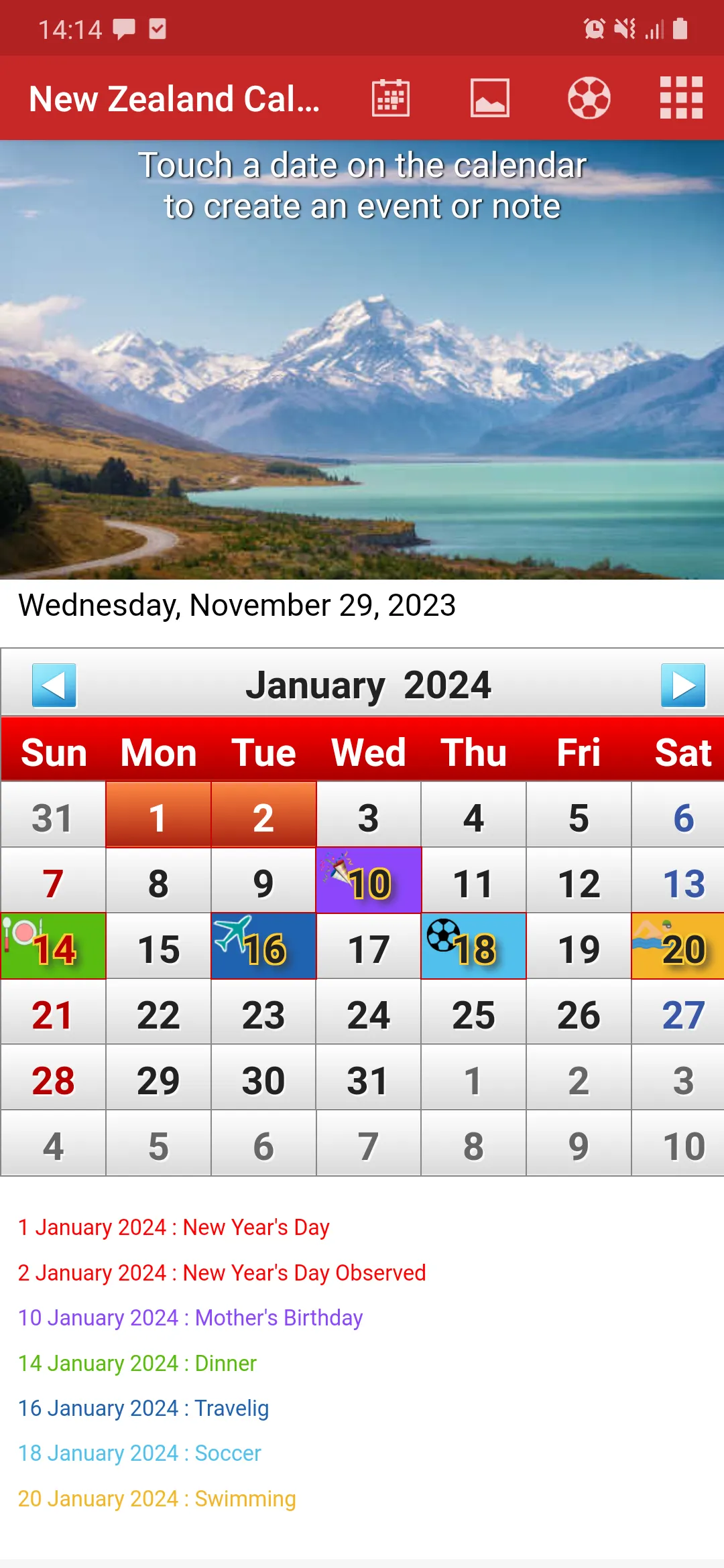 NZ Calendar 2024 | Indus Appstore | Screenshot